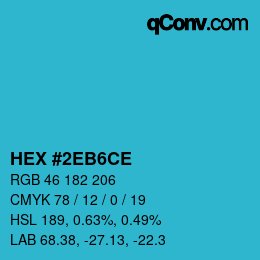 カラーコード: HEX #2EB6CE | qconv.com