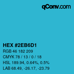 颜色代码: HEX #2EB6D1 | qconv.com