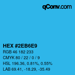 カラーコード: HEX #2EB6E9 | qconv.com