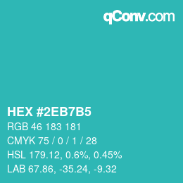カラーコード: HEX #2EB7B5 | qconv.com