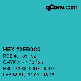 Color code: HEX #2EB9C0 | qconv.com