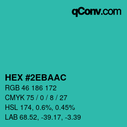 カラーコード: HEX #2EBAAC | qconv.com