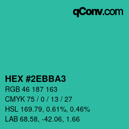 カラーコード: HEX #2EBBA3 | qconv.com