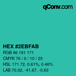 Color code: HEX #2EBFAB | qconv.com
