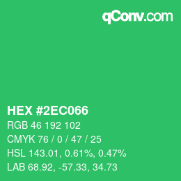 カラーコード: HEX #2EC066 | qconv.com