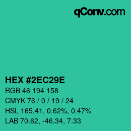 Color code: HEX #2EC29E | qconv.com