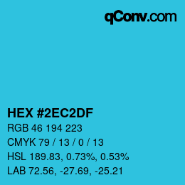 カラーコード: HEX #2EC2DF | qconv.com