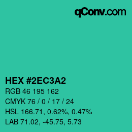 カラーコード: HEX #2EC3A2 | qconv.com
