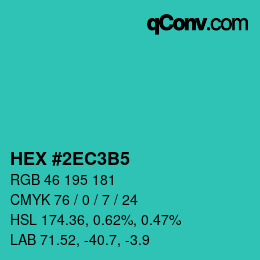 カラーコード: HEX #2EC3B5 | qconv.com