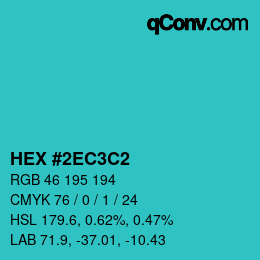 カラーコード: HEX #2EC3C2 | qconv.com
