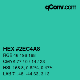 カラーコード: HEX #2EC4A8 | qconv.com
