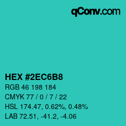 カラーコード: HEX #2EC6B8 | qconv.com