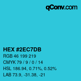 カラーコード: HEX #2EC7DB | qconv.com