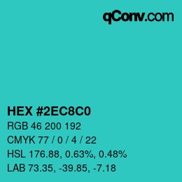 颜色代码: HEX #2EC8C0 | qconv.com