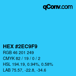 カラーコード: HEX #2EC9F9 | qconv.com