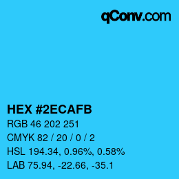 颜色代码: HEX #2ECAFB | qconv.com