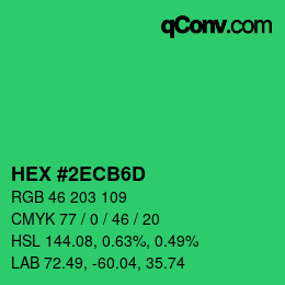 カラーコード: HEX #2ECB6D | qconv.com