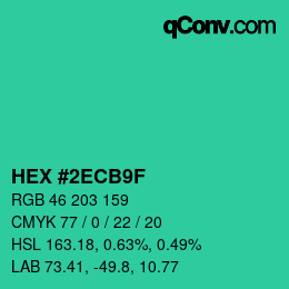 Color code: HEX #2ECB9F | qconv.com