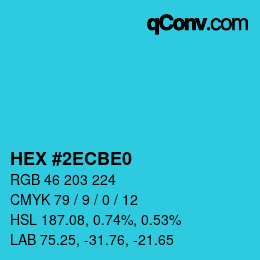 颜色代码: HEX #2ECBE0 | qconv.com
