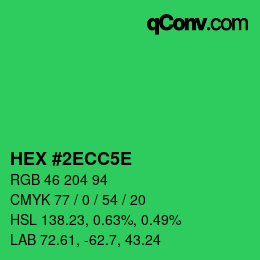 Color code: HEX #2ECC5E | qconv.com