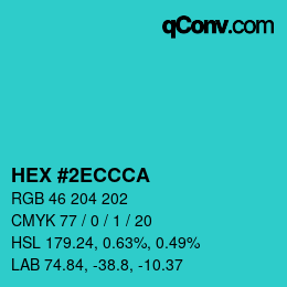カラーコード: HEX #2ECCCA | qconv.com