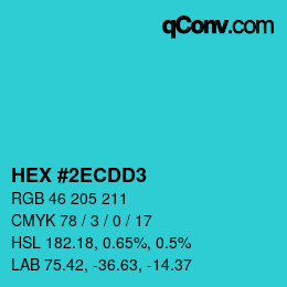 颜色代码: HEX #2ECDD3 | qconv.com