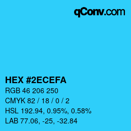 Color code: HEX #2ECEFA | qconv.com