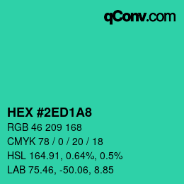 カラーコード: HEX #2ED1A8 | qconv.com