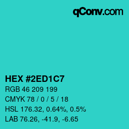 Color code: HEX #2ED1C7 | qconv.com