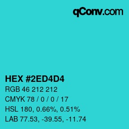 カラーコード: HEX #2ED4D4 | qconv.com