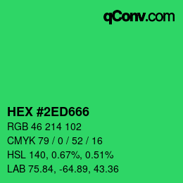 颜色代码: HEX #2ED666 | qconv.com