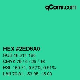 颜色代码: HEX #2ED6A0 | qconv.com