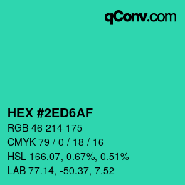 カラーコード: HEX #2ED6AF | qconv.com
