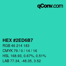 颜色代码: HEX #2ED6B7 | qconv.com
