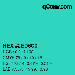 カラーコード: HEX #2ED6C0 | qconv.com
