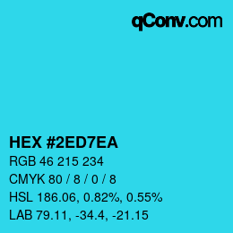 Color code: HEX #2ED7EA | qconv.com