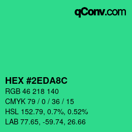 Farbcode: HEX #2EDA8C | qconv.com
