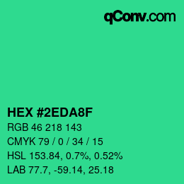 カラーコード: HEX #2EDA8F | qconv.com