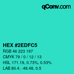 カラーコード: HEX #2EDFC5 | qconv.com