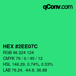 Color code: HEX #2EE07C | qconv.com