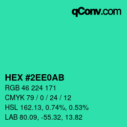 Color code: HEX #2EE0AB | qconv.com