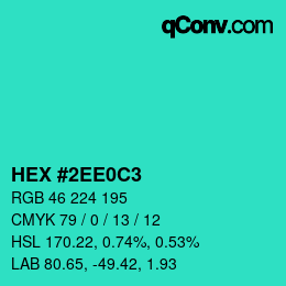 カラーコード: HEX #2EE0C3 | qconv.com