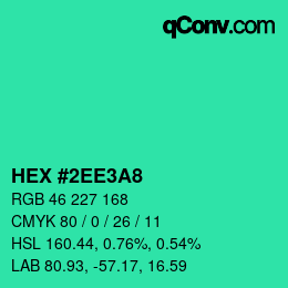 カラーコード: HEX #2EE3A8 | qconv.com