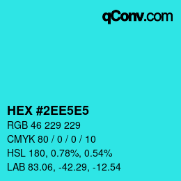 Código de color: HEX #2EE5E5 | qconv.com