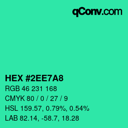 カラーコード: HEX #2EE7A8 | qconv.com