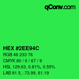 Color code: HEX #2EE94C | qconv.com