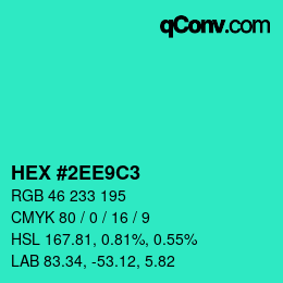 Color code: HEX #2EE9C3 | qconv.com