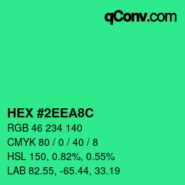 Farbcode: HEX #2EEA8C | qconv.com