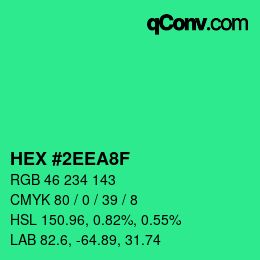 Color code: HEX #2EEA8F | qconv.com