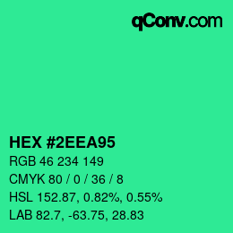 カラーコード: HEX #2EEA95 | qconv.com